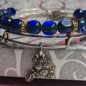 ALEX AND ANI 2 PC BRACELET SET - I PICK YOU & LAPIS BLUE BEADED